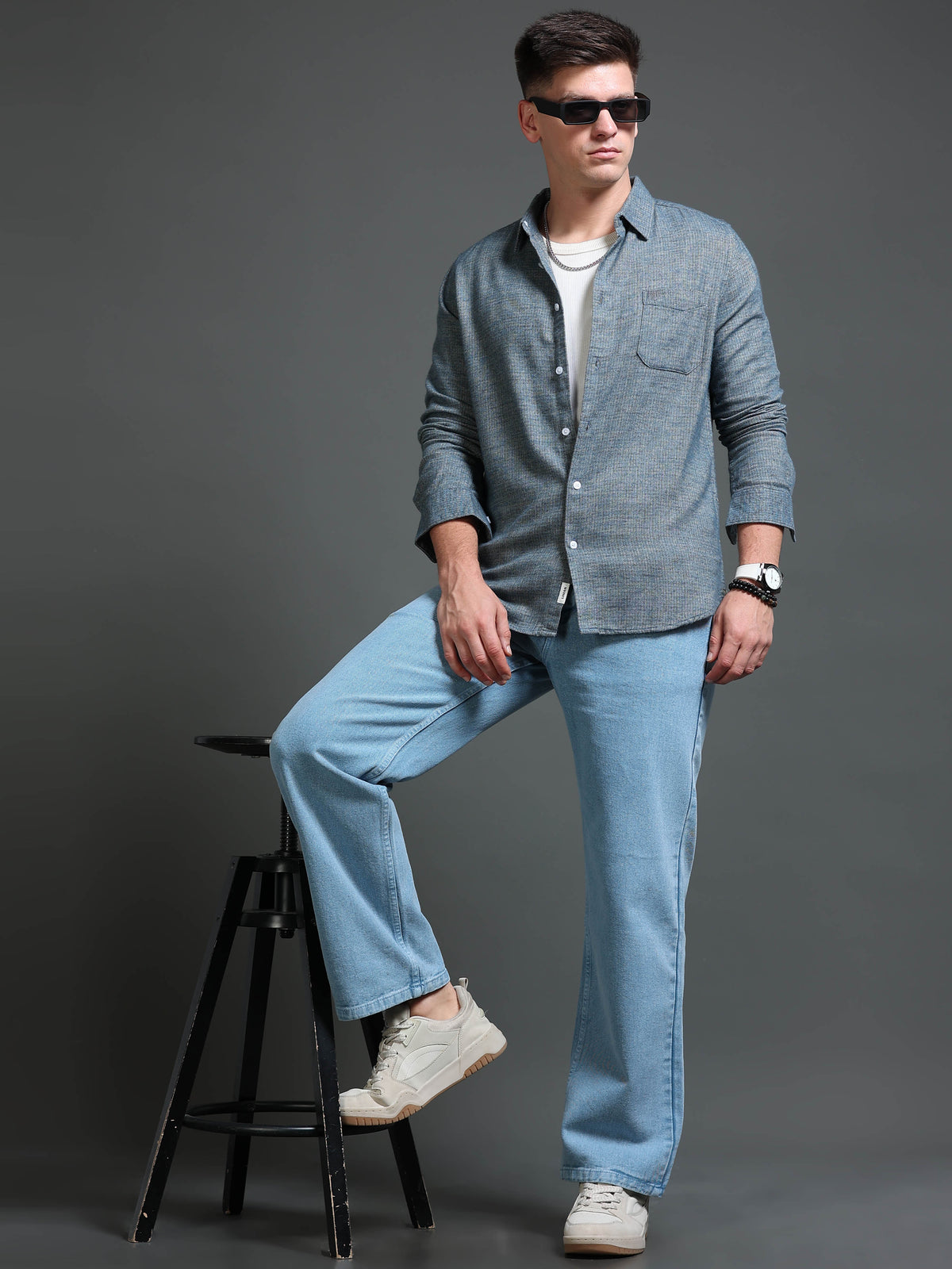 The Next Story Men Regular Fit Self Design Casual Green Shirt - view 6