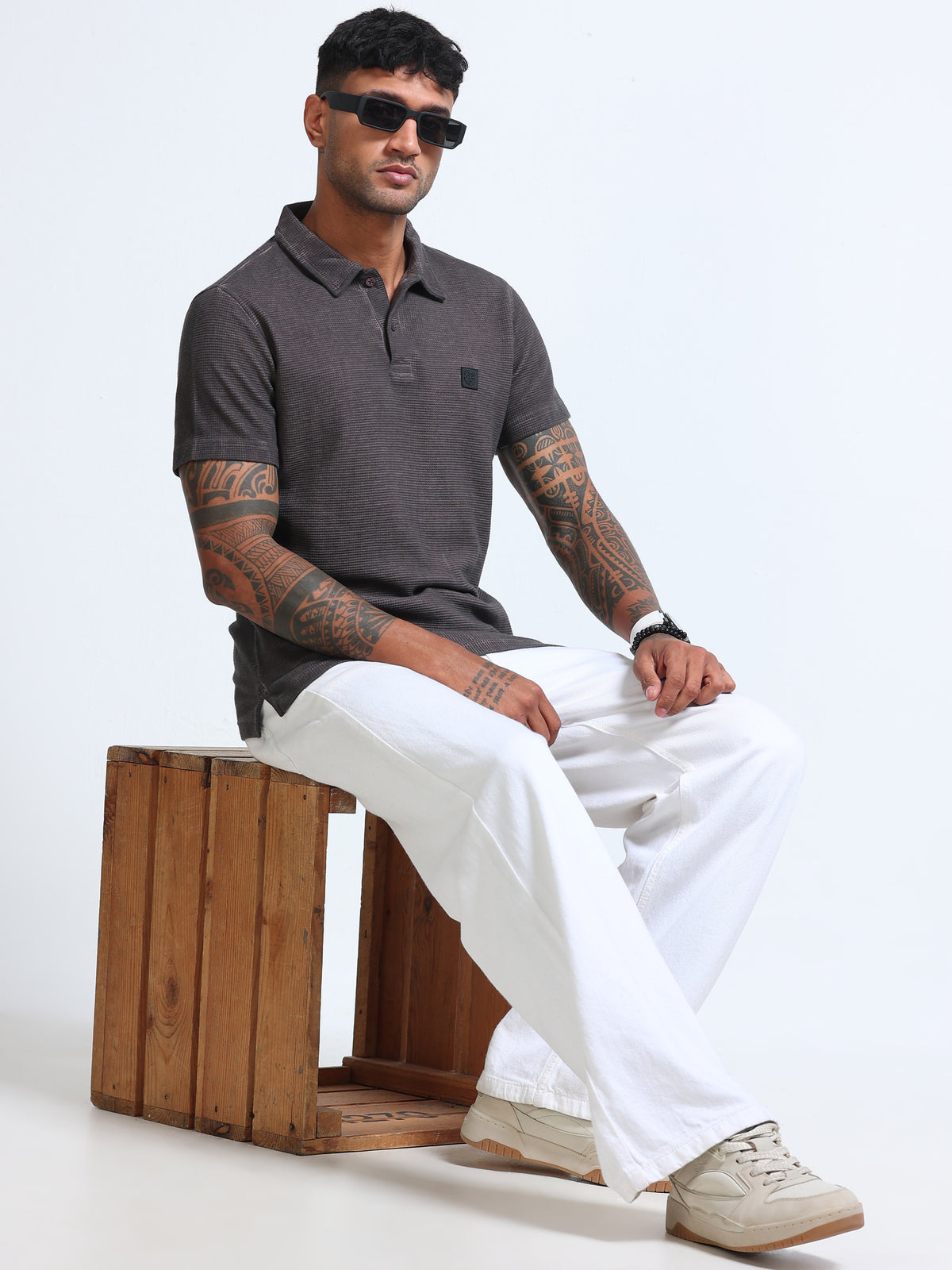 The Next Story Self Design Men Polo Neck Maroon T-Shirt - view 7