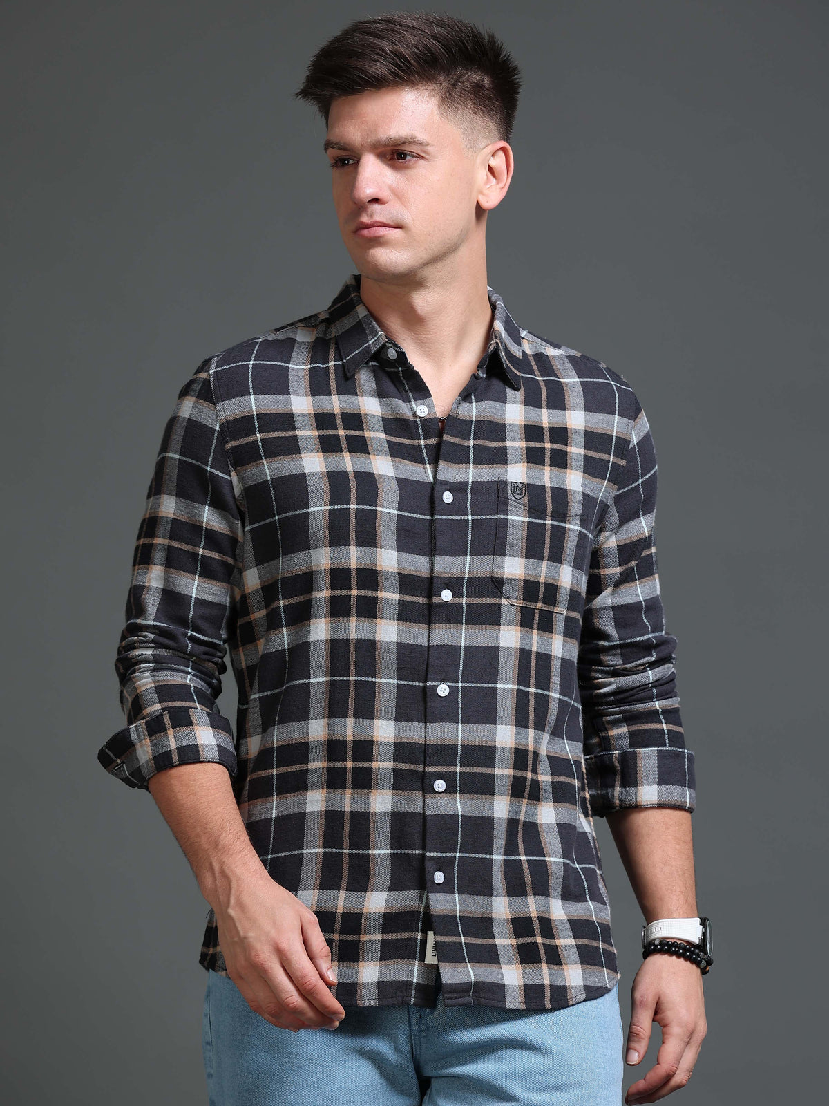 The Next Story Men Regular Fit Checkered Casual Brown Shirt - view 2