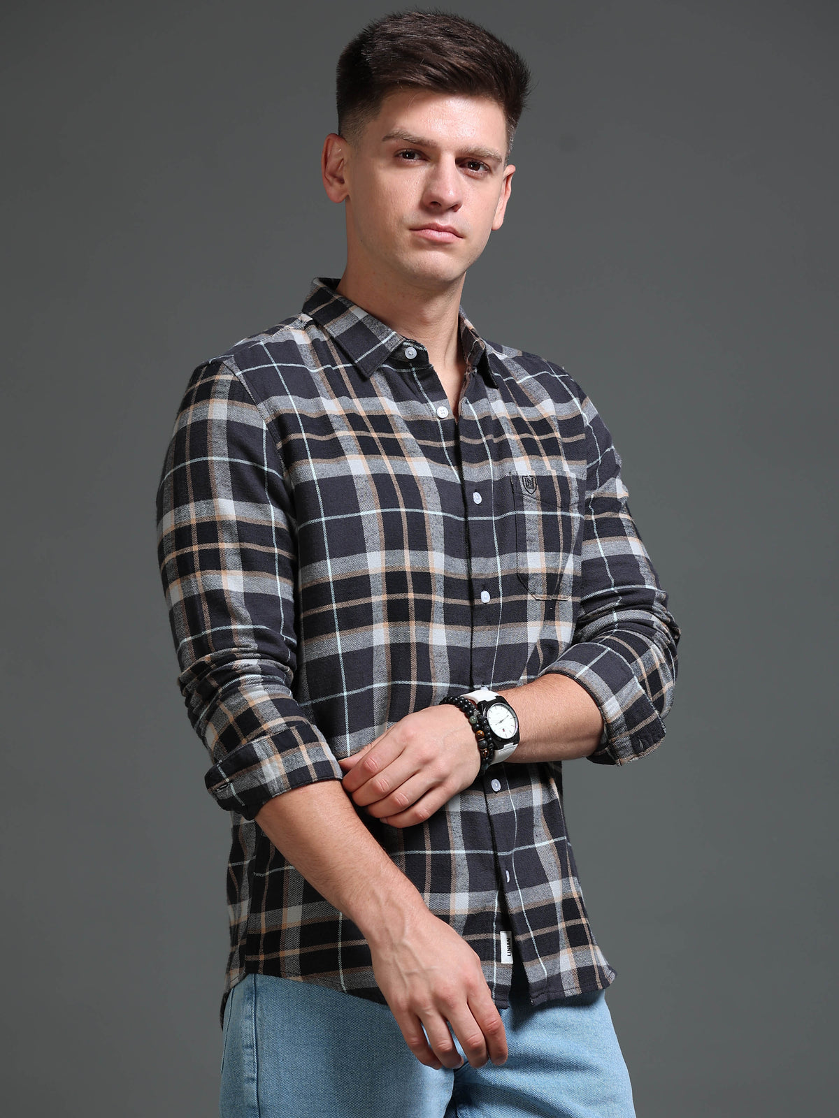 The Next Story Men Regular Fit Checkered Casual Brown Shirt - view 3