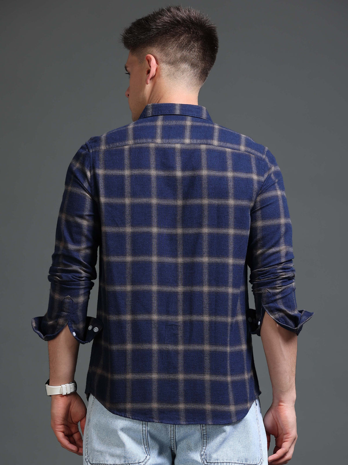 The Next Story Men Regular Fit Checkered Casual Blue Shirt - view 4