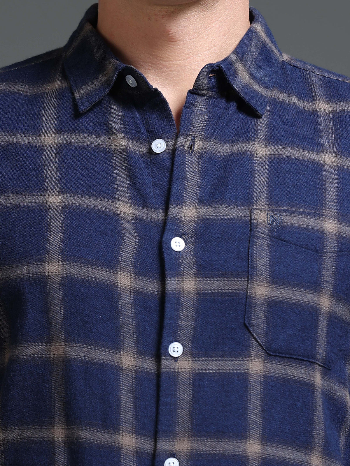 The Next Story Men Regular Fit Checkered Casual Blue Shirt - view 5
