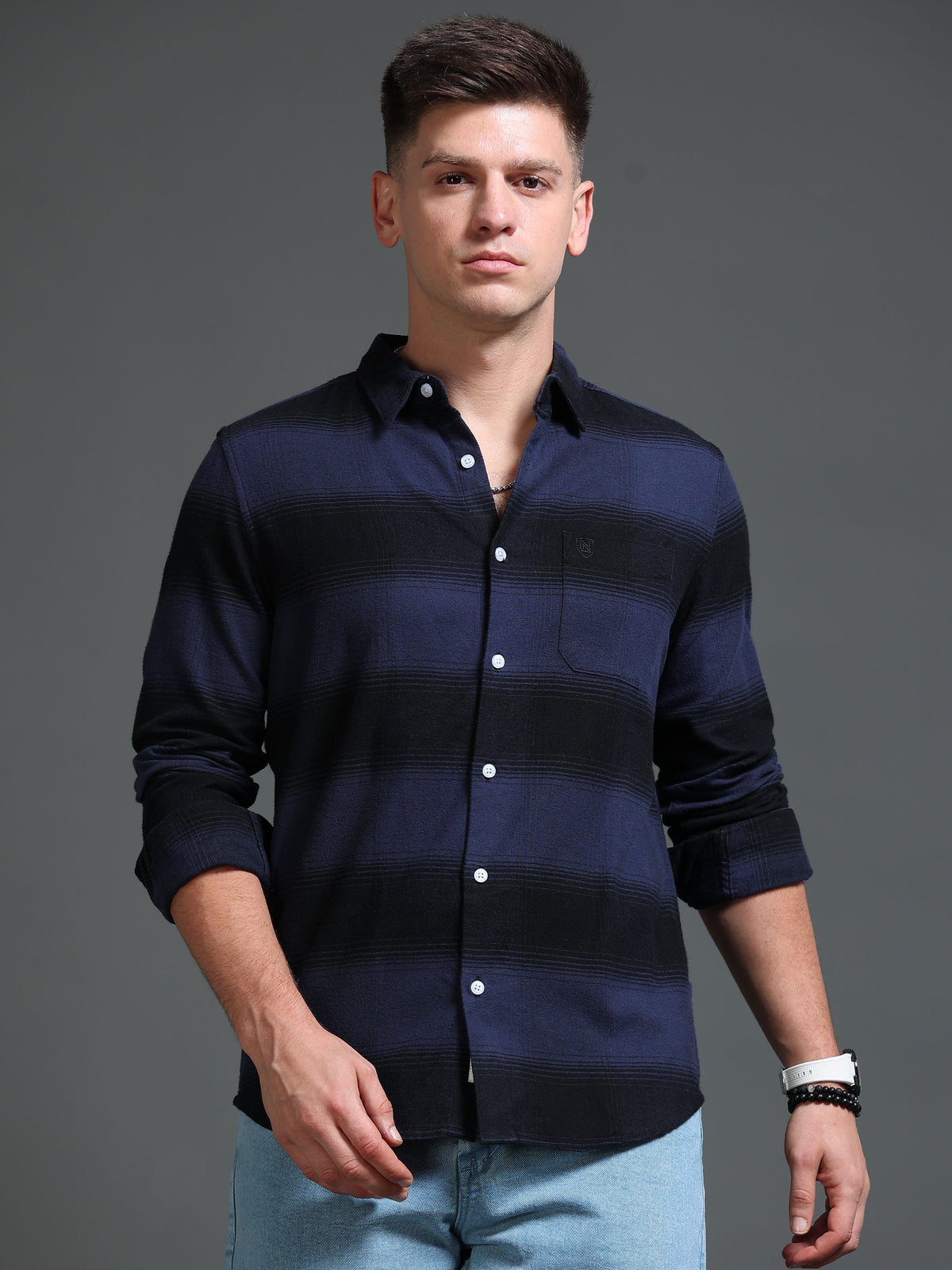 The Next Story Men Regular Fit Checkered Casual Blue Shirt - view 2