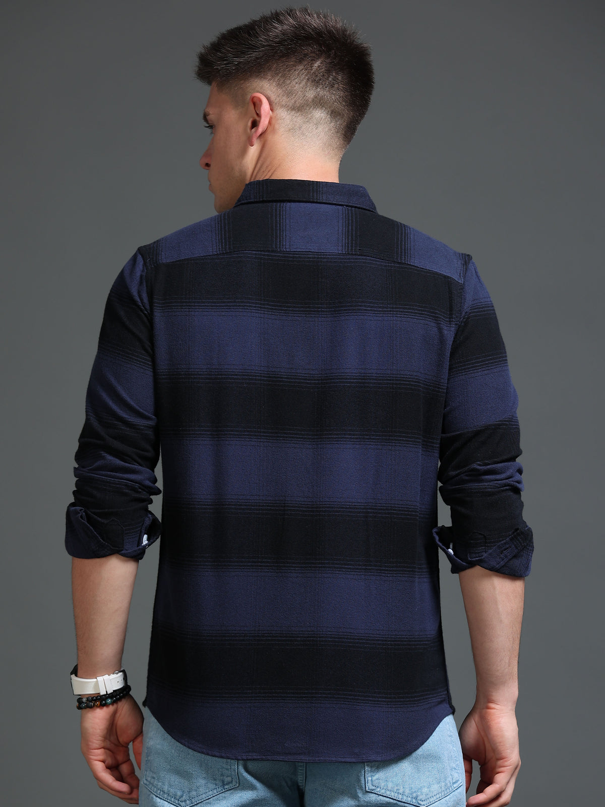 The Next Story Men Regular Fit Checkered Casual Blue Shirt - view 4