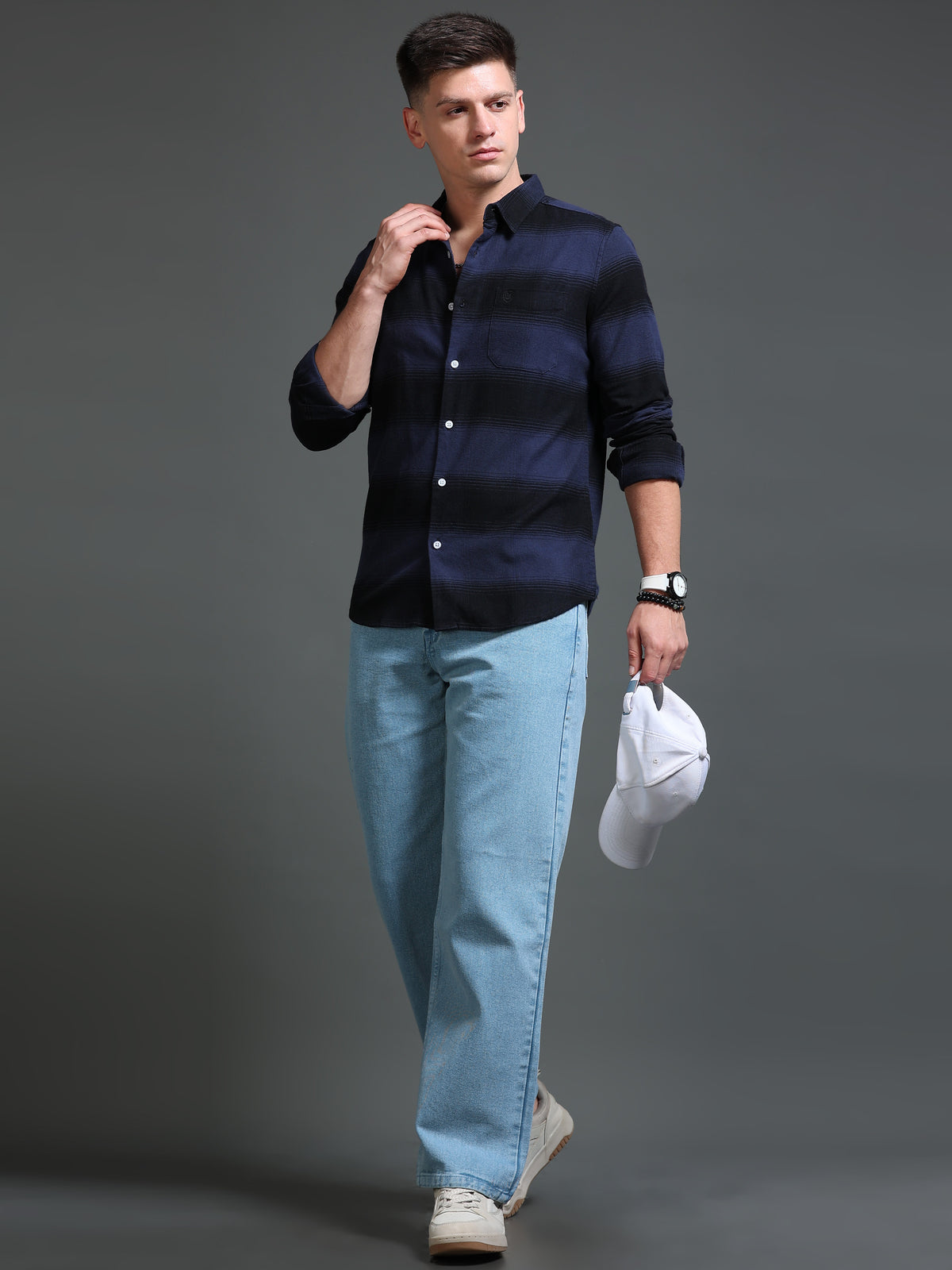 The Next Story Men Regular Fit Checkered Casual Blue Shirt - view 6