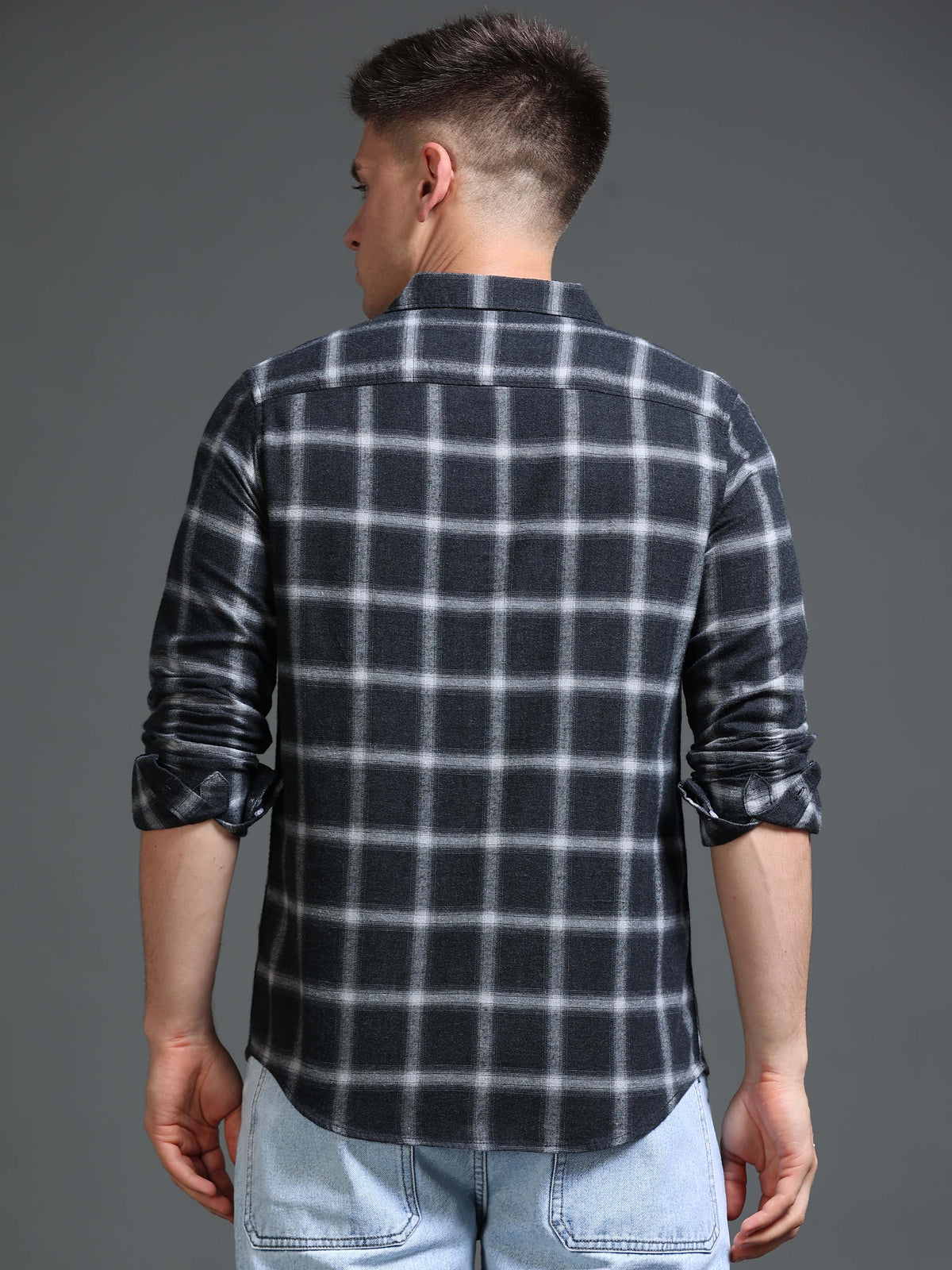 The Next Story Men Regular Fit Checkered Casual Grey Shirt - view 4
