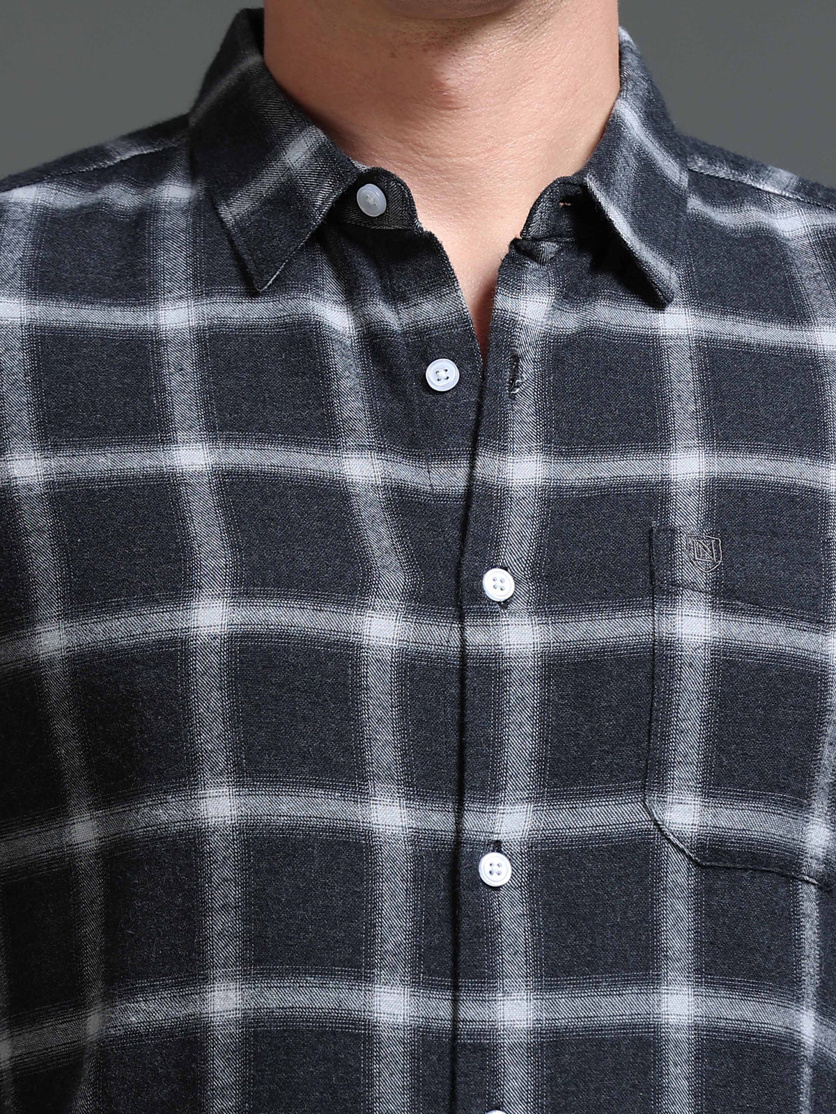 The Next Story Men Regular Fit Checkered Casual Grey Shirt - view 5