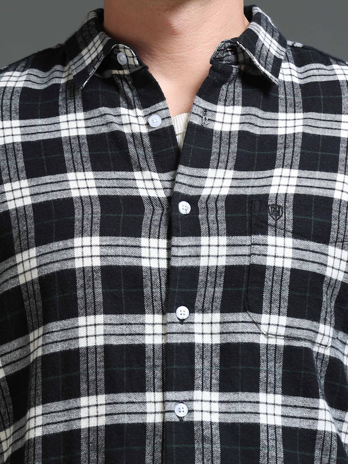 The Next Story Men Regular Fit Checkered Casual Black Shirt - view 5