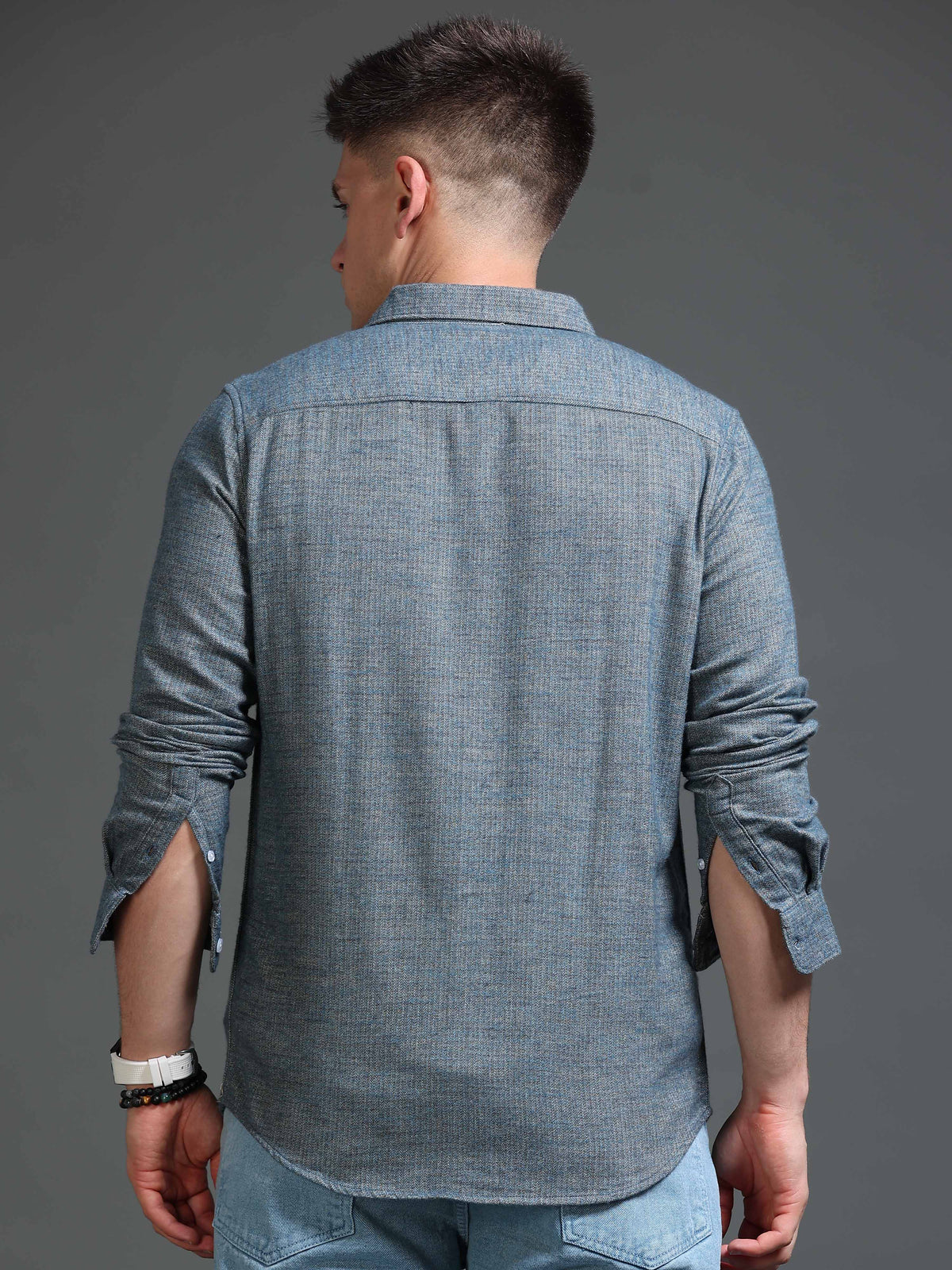 The Next Story Men Regular Fit Self Design Casual Green Shirt - view 4
