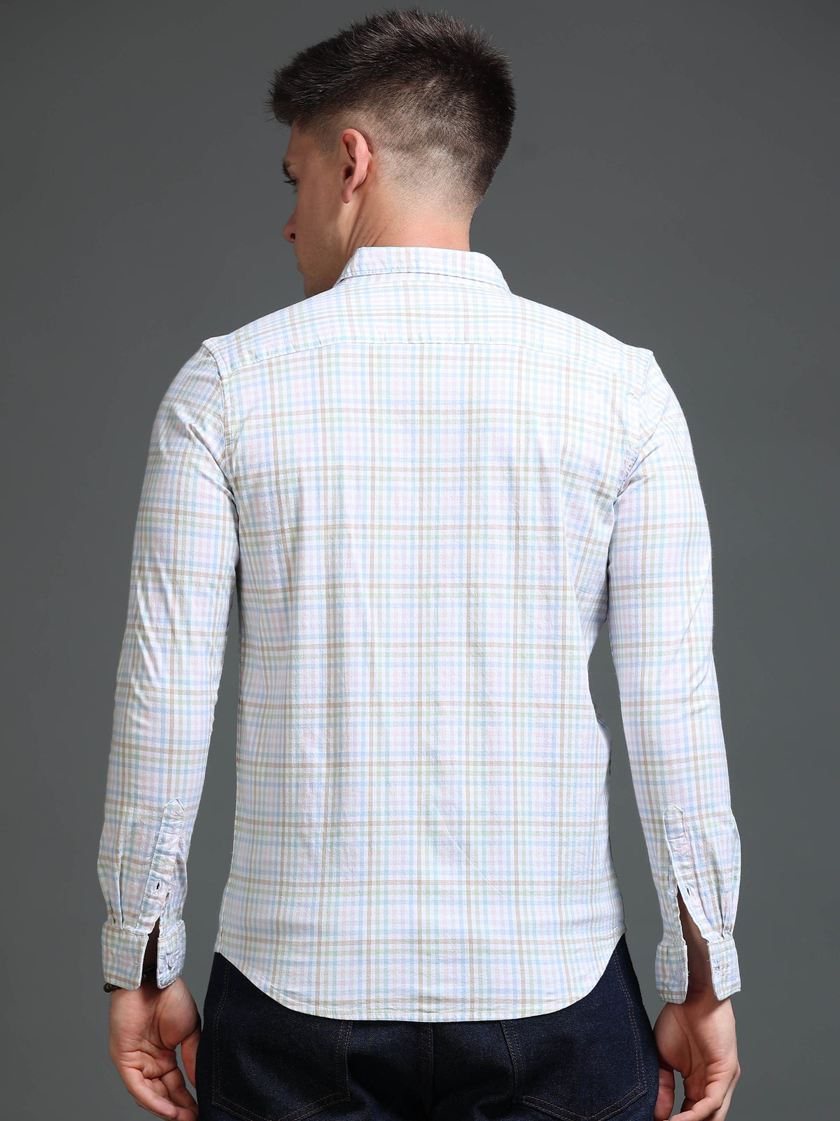 The Next Story Men Regular Fit Checkered Casual White Shirt - view 4