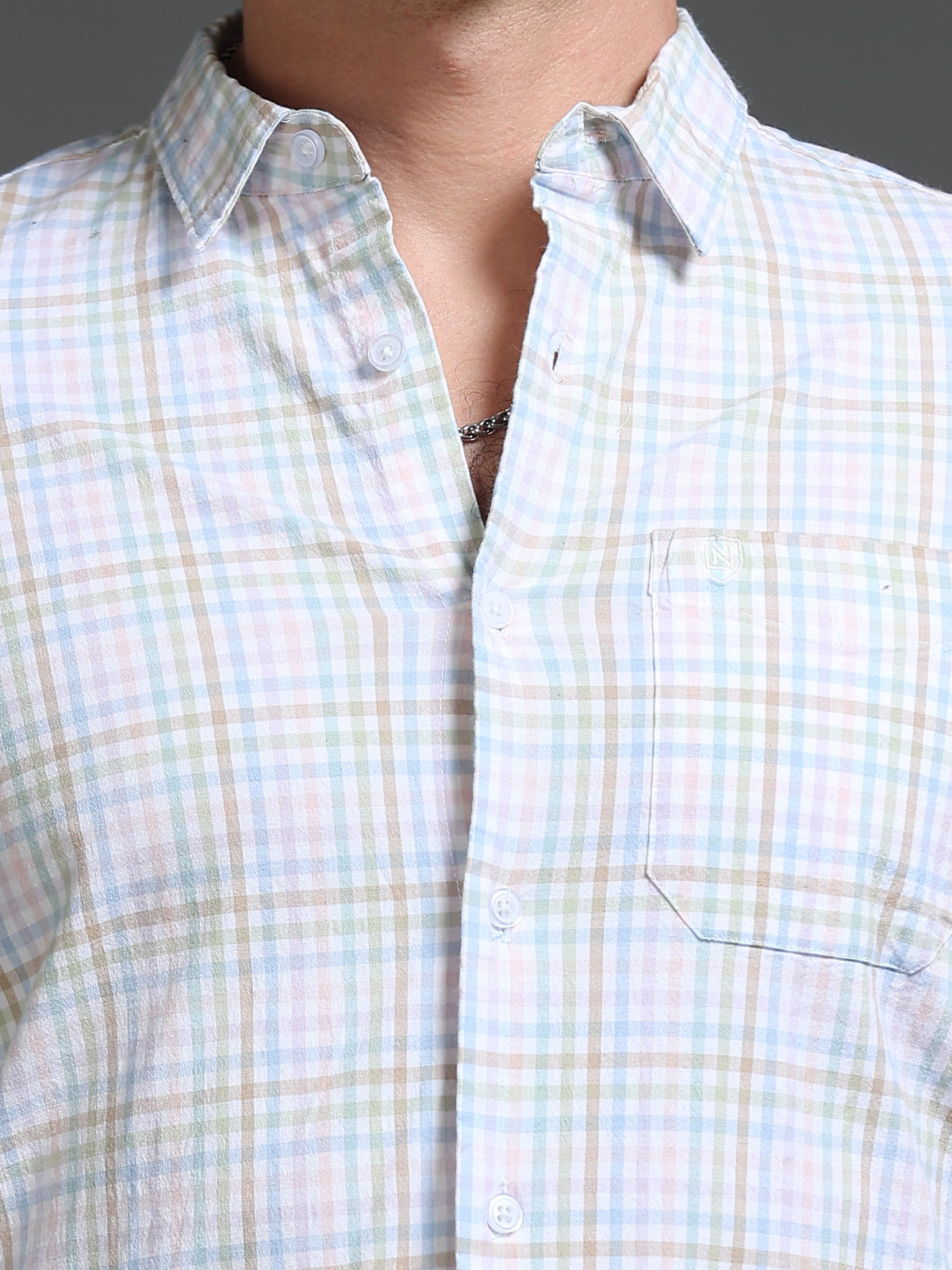 The Next Story Men Regular Fit Checkered Casual White Shirt - view 5