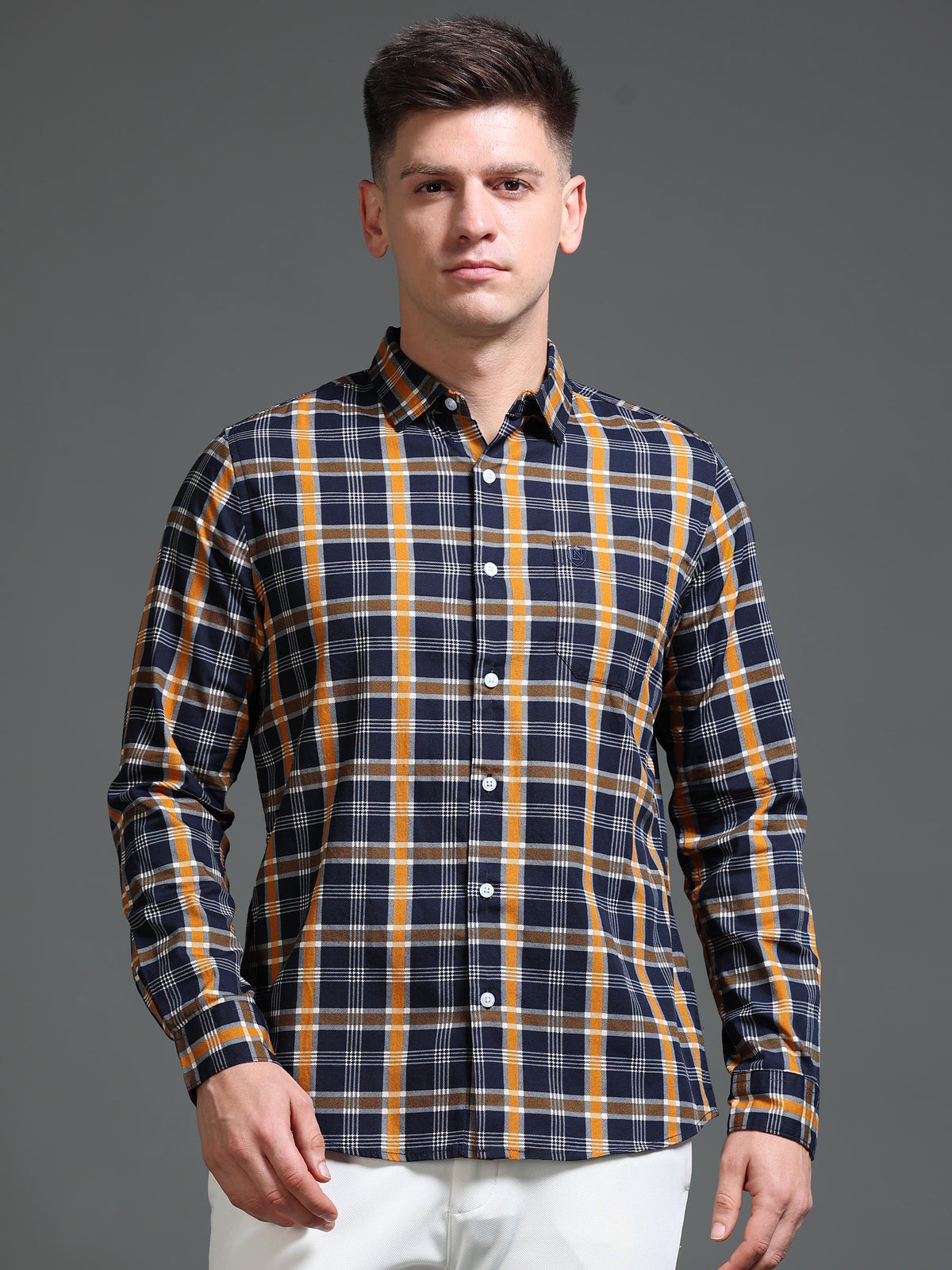 The Next Story Men Regular Fit Checkered Casual Orange Shirt - view 2