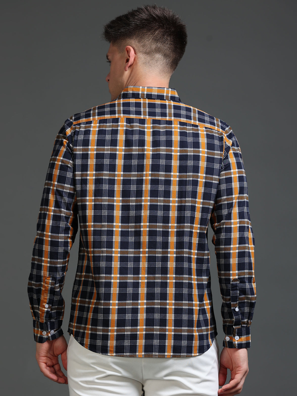The Next Story Men Regular Fit Checkered Casual Orange Shirt - view 4