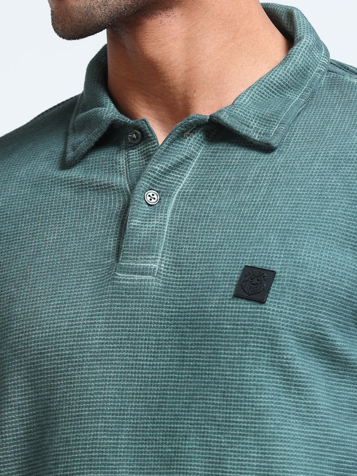 The Next Story Self Design Men Polo Neck Green T-Shirt - view 5