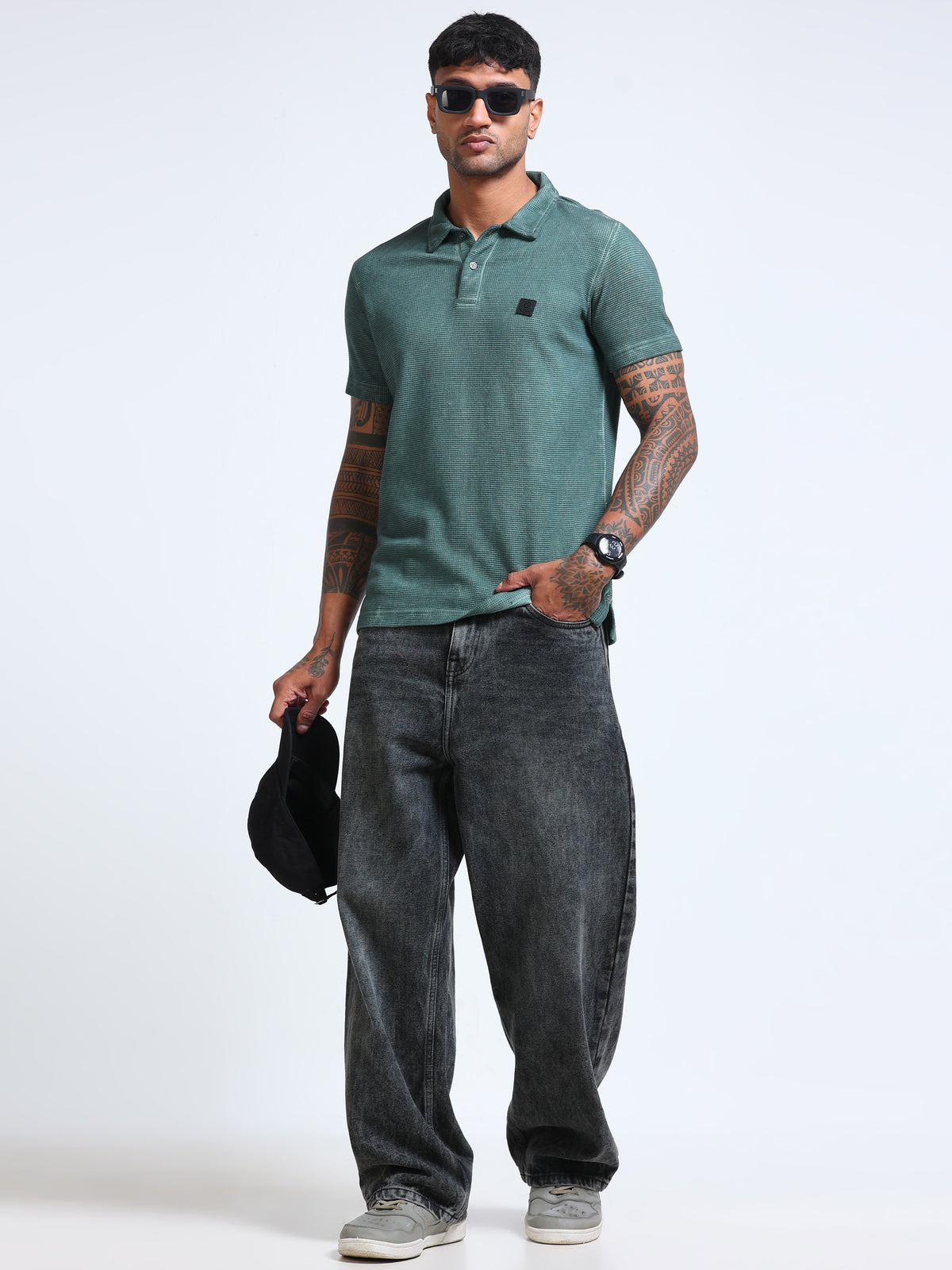 The Next Story Self Design Men Polo Neck Green T-Shirt - view 7