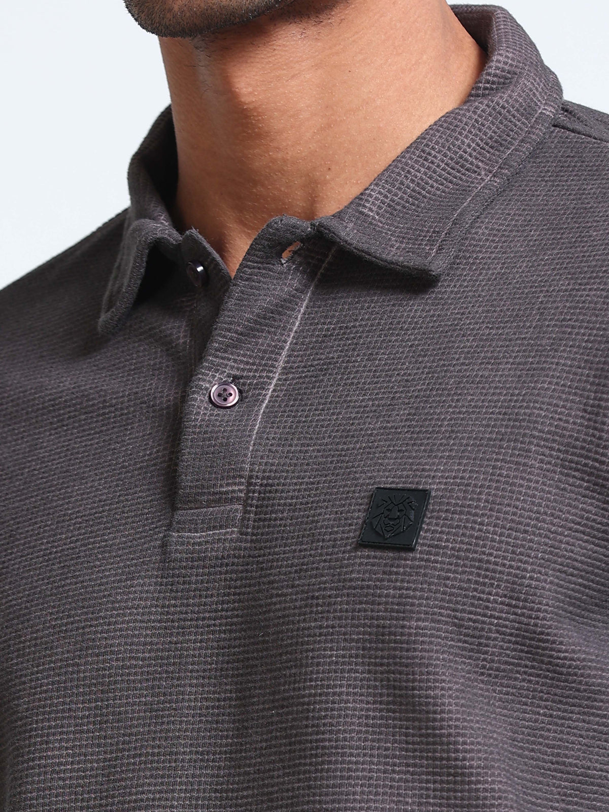 The Next Story Self Design Men Polo Neck Maroon T-Shirt - view 5