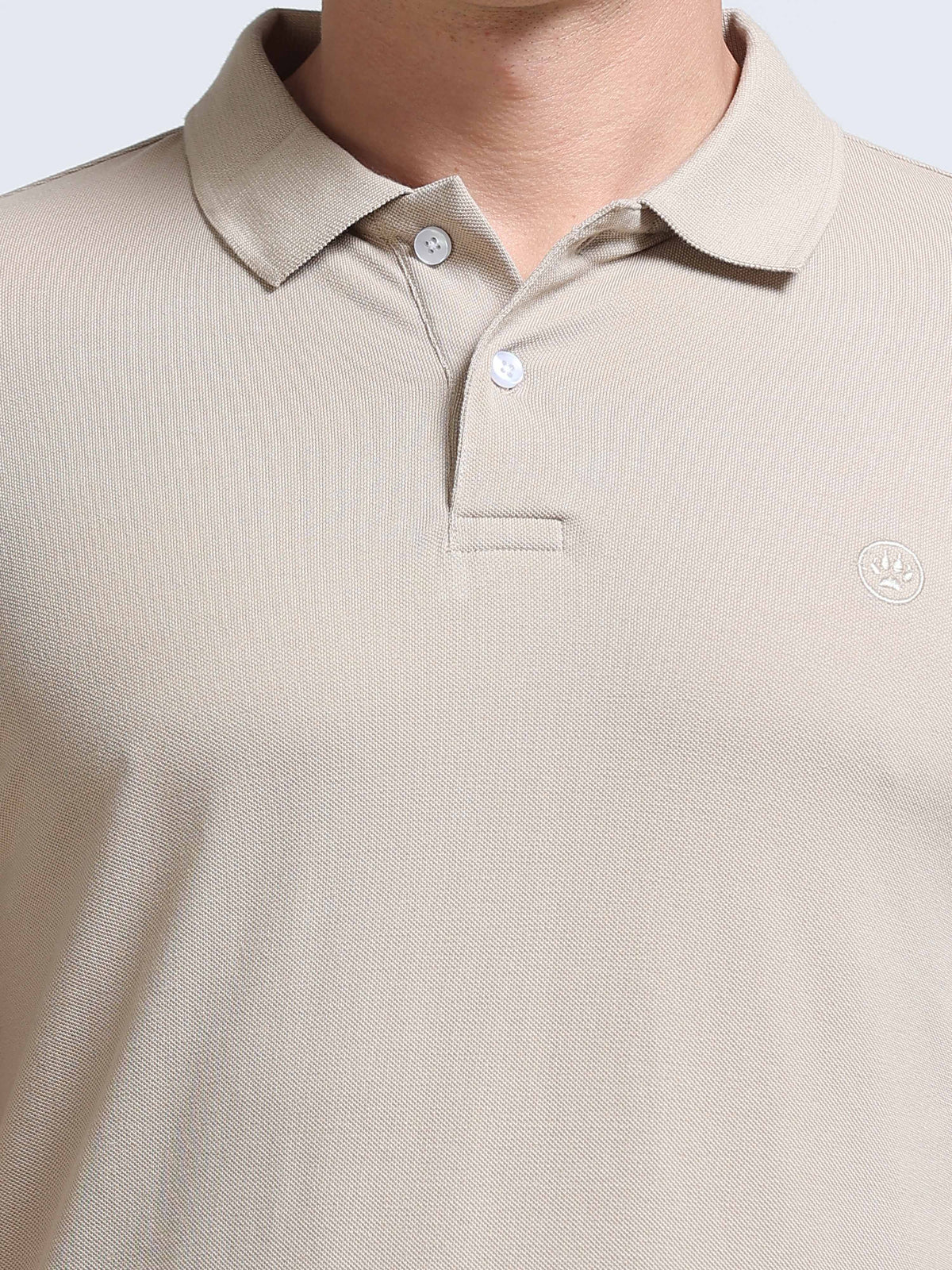 The Next Story Self Design Men Polo Neck Beige T-Shirt - view 5