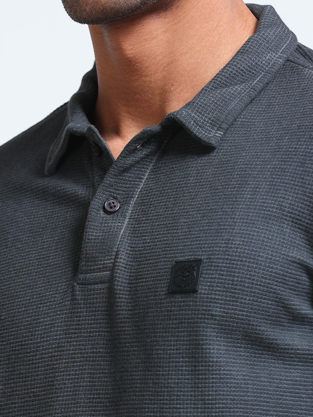 The Next Story Graphic Print Men Polo Neck Grey T-Shirt - view 5