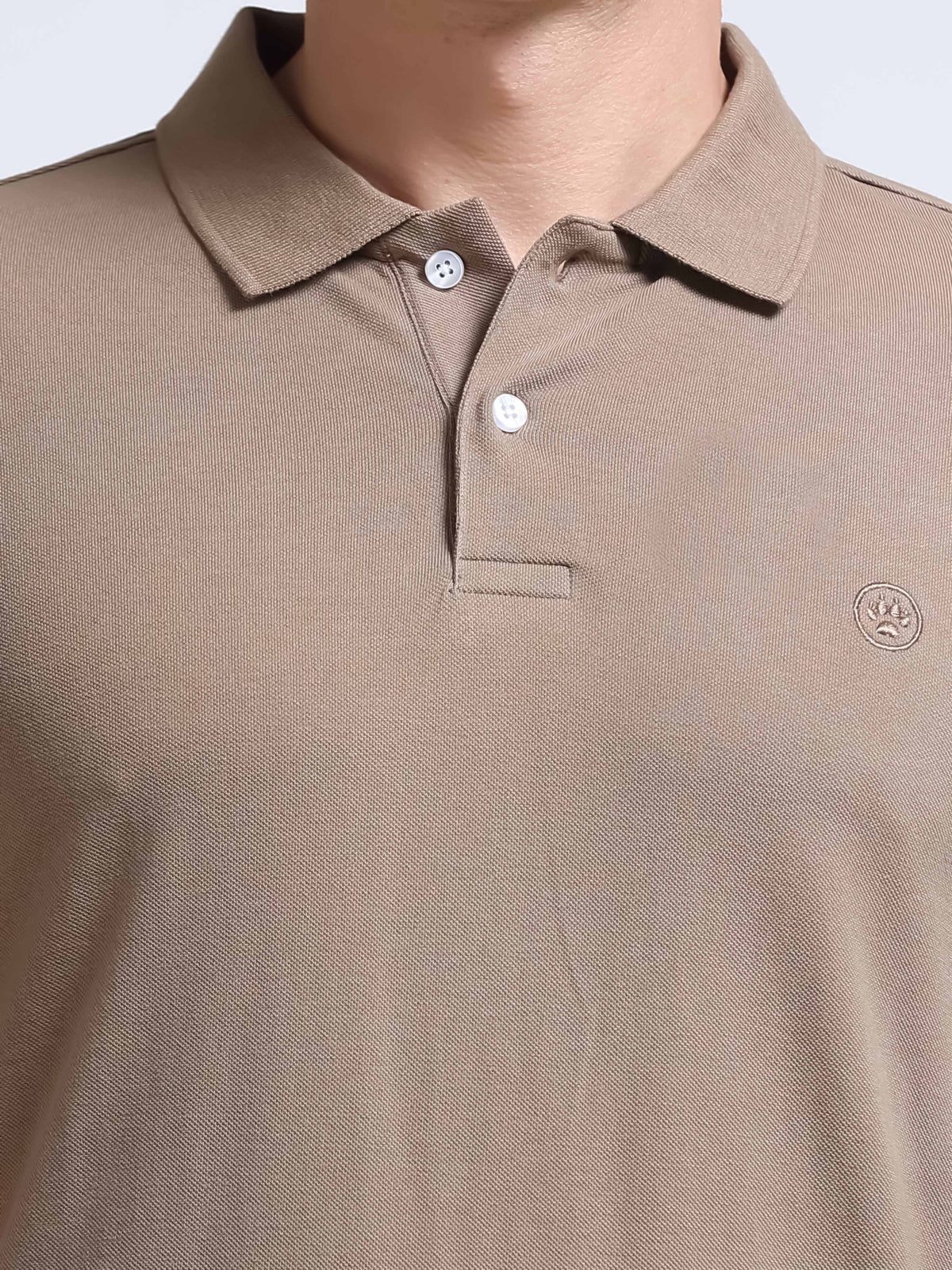 The Next Story Self Design Men Polo Neck Beige T-Shirt - view 5