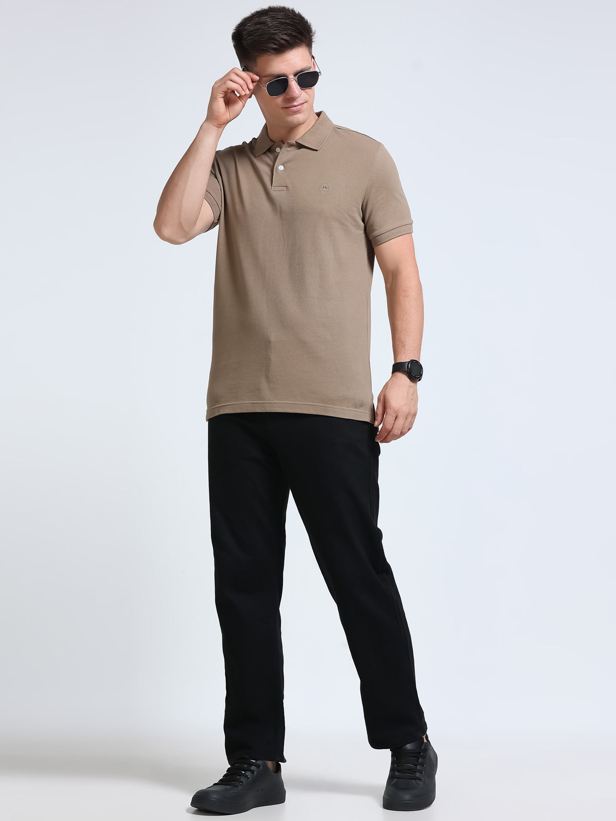 The Next Story Self Design Men Polo Neck Beige T-Shirt - view 7