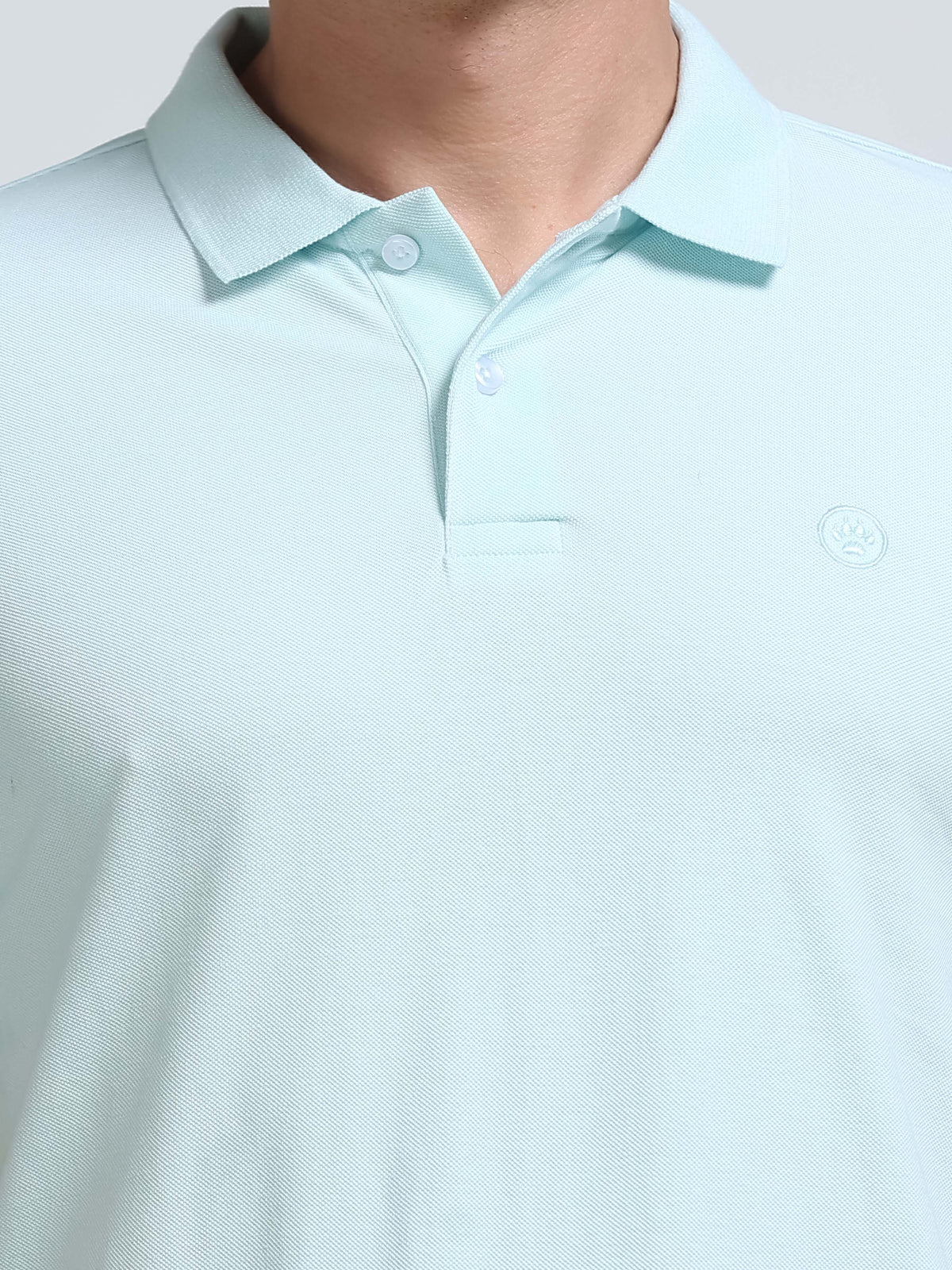 The Next Story Self Design Men Polo Neck Light Blue T-Shirt - view 5
