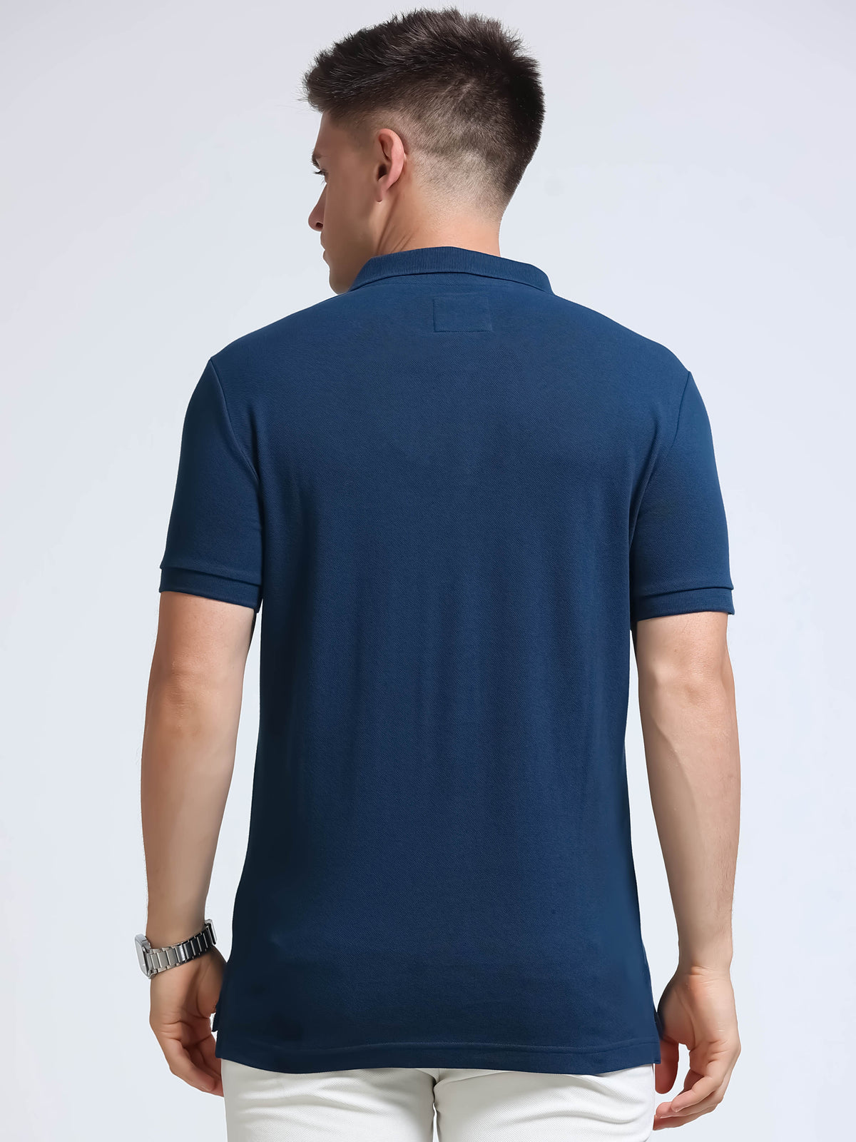 The Next Story Self Design Men Polo Neck Blue T-Shirt - view 4