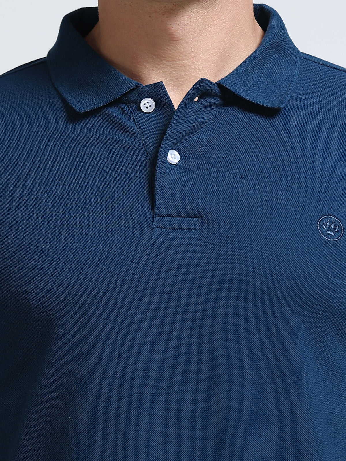The Next Story Self Design Men Polo Neck Blue T-Shirt - view 5