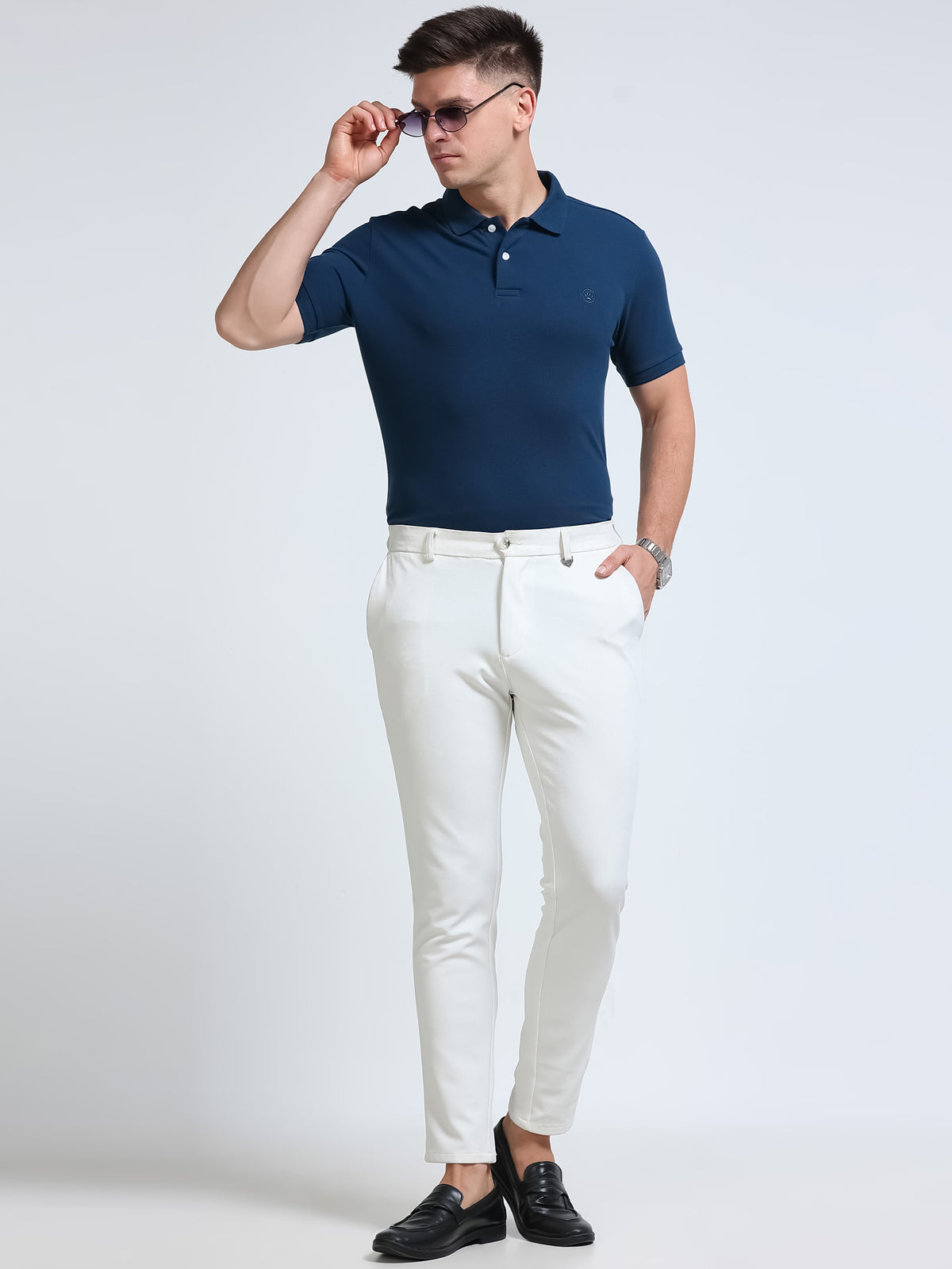 The Next Story Self Design Men Polo Neck Blue T-Shirt - view 7