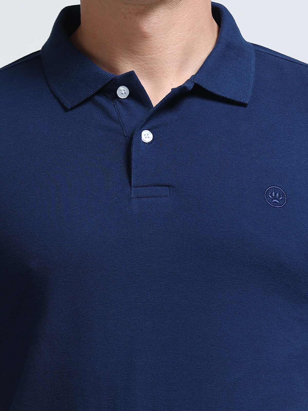 The Next Story Self Design Men Polo Neck Navy Blue T-Shirt - view 5