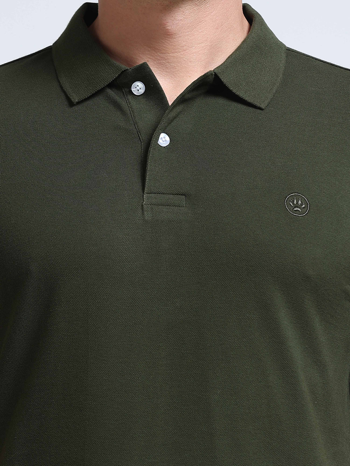 The Next Story Self Design Men Polo Neck Dark Green T-Shirt - view 5