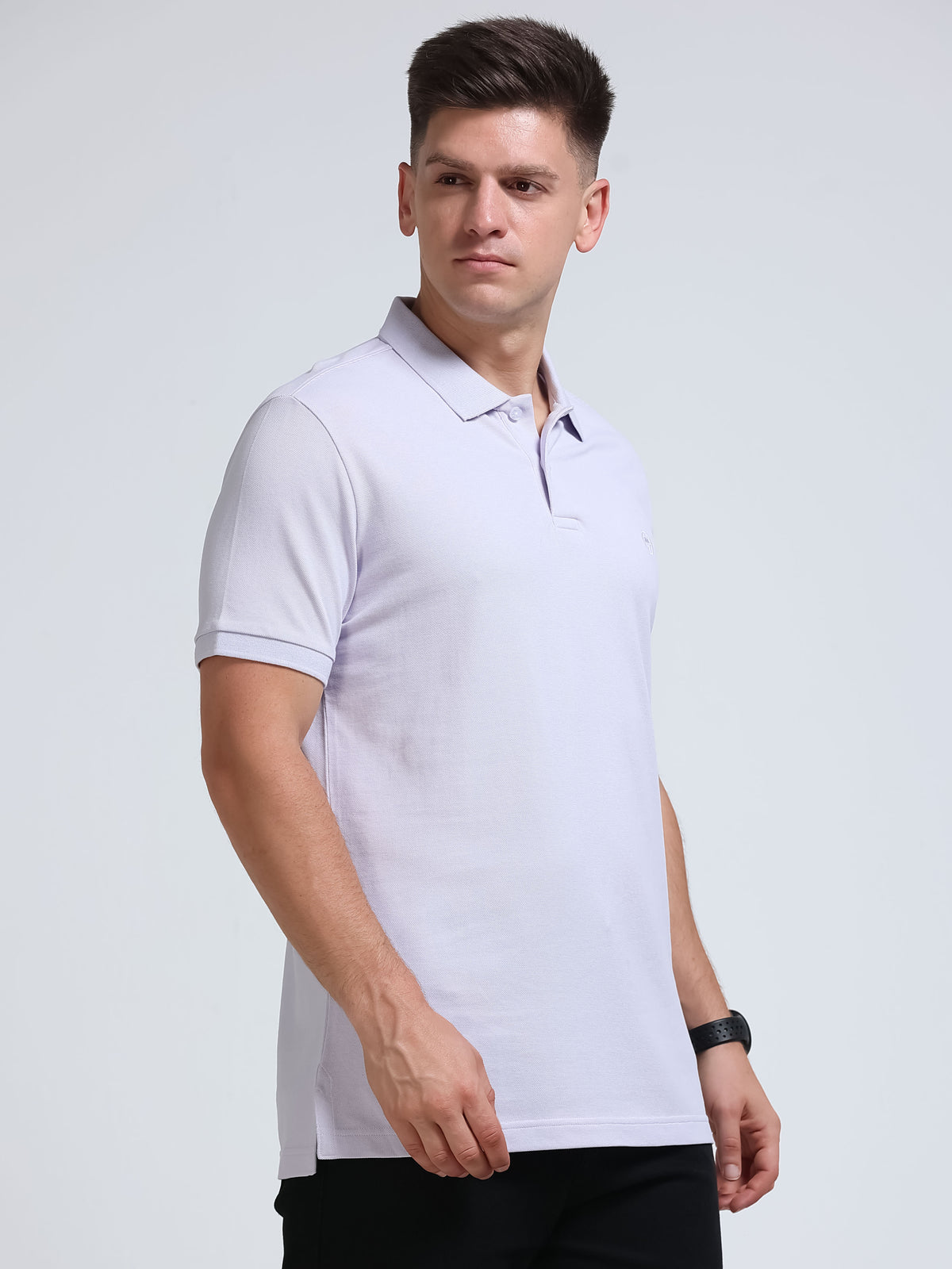 The Next Story Self Design Men Polo Neck Purple T-Shirt - view 3