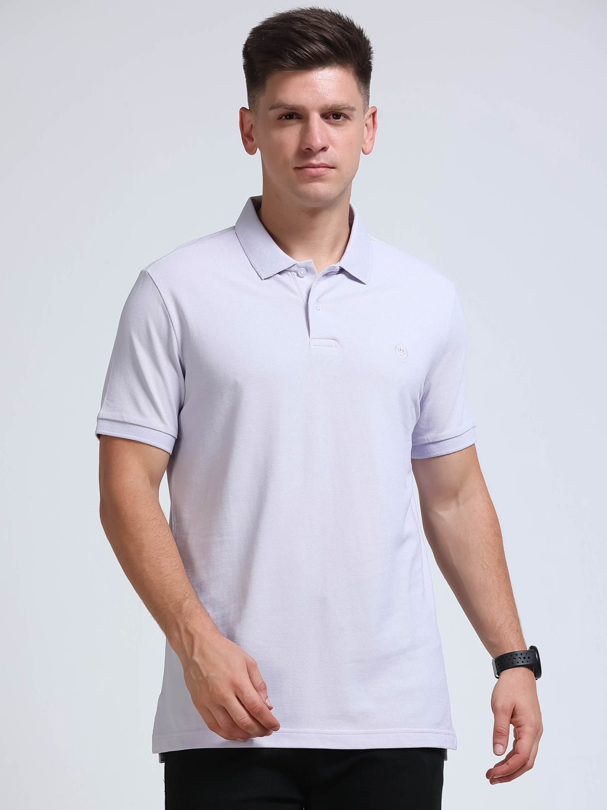 The Next Story Self Design Men Polo Neck Purple T-Shirt - view 2