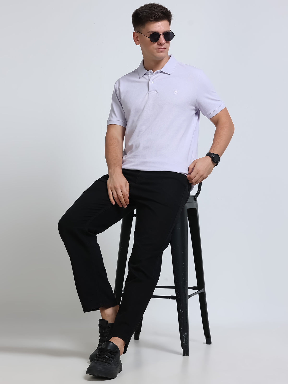 The Next Story Self Design Men Polo Neck Purple T-Shirt - view 7