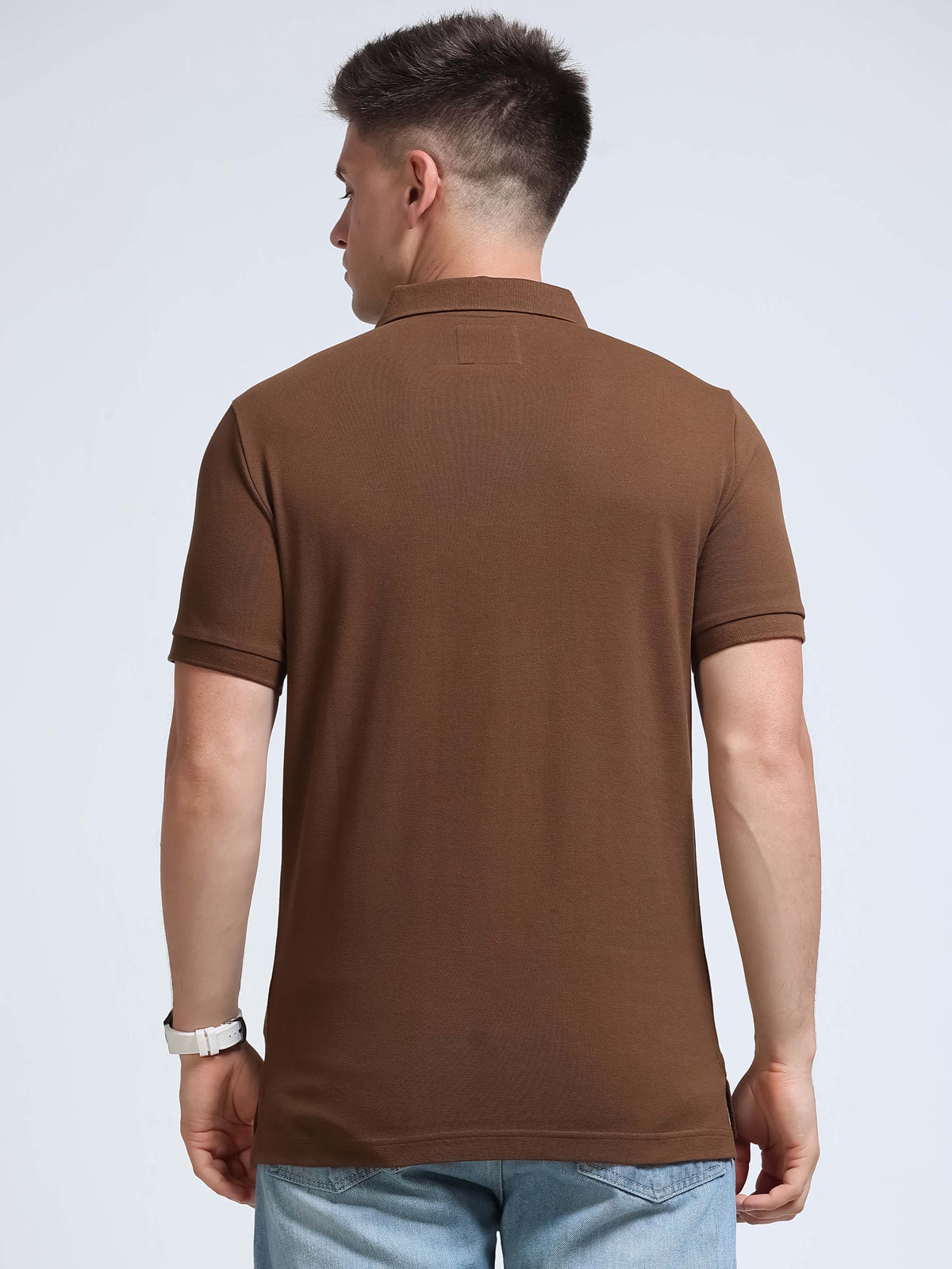 The Next Story Self Design Men Polo Neck Brown T-Shirt - view 4