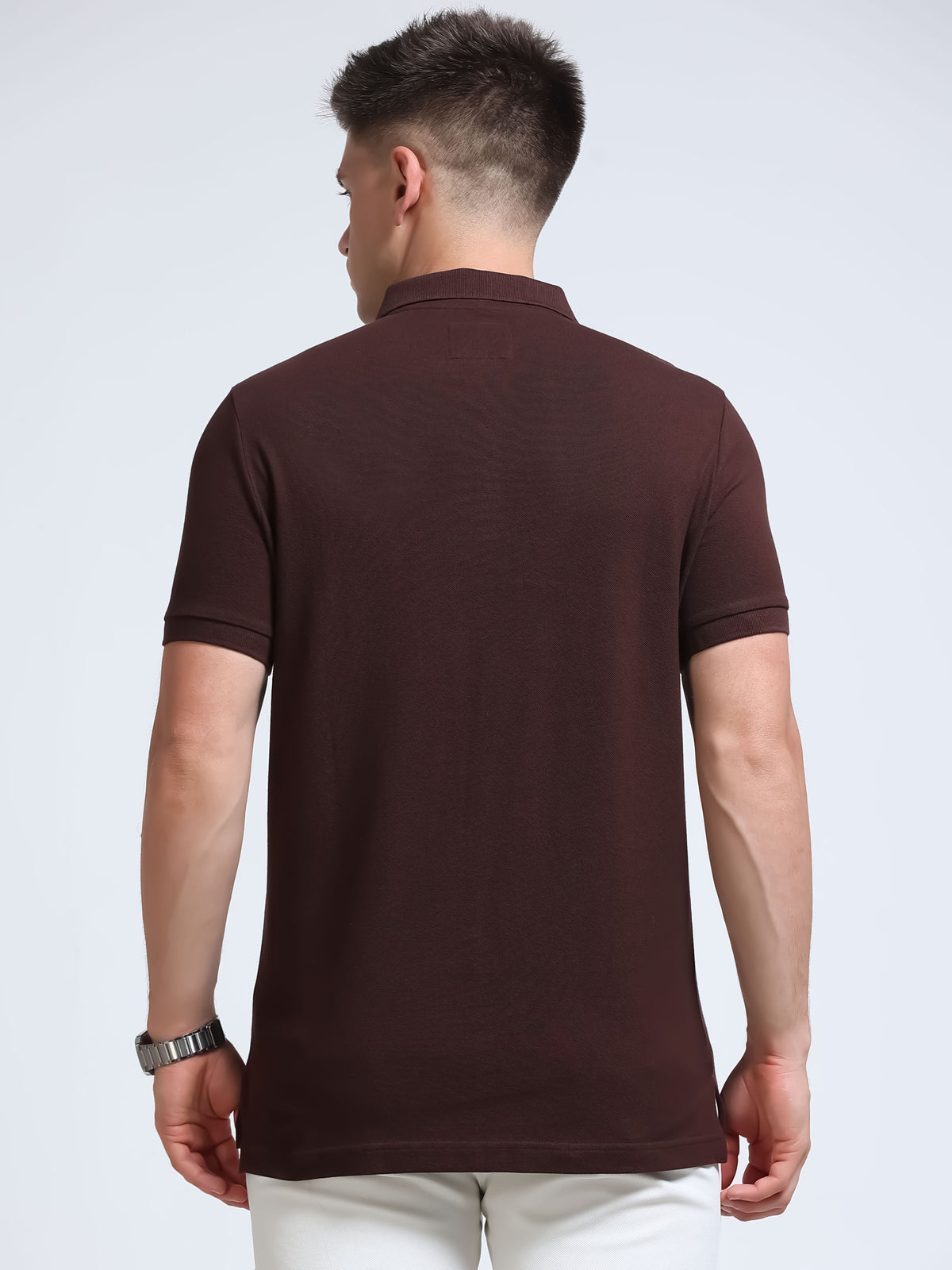 The Next Story Self Design Men Polo Neck Brown T-Shirt - view 4