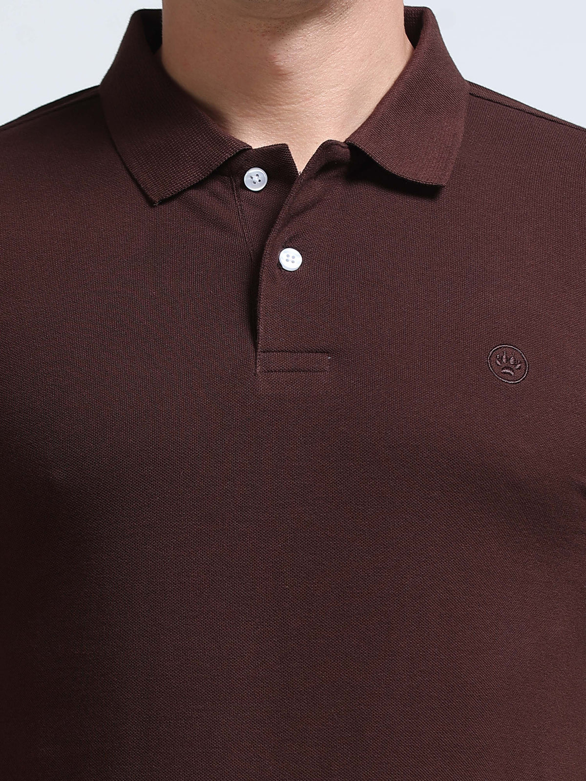 The Next Story Self Design Men Polo Neck Brown T-Shirt - view 5